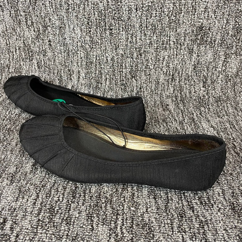Seychelles Black Ballet Flats Pleated Ruched Toe Memory Foam Comfort Slip On - Picture 10 of 12